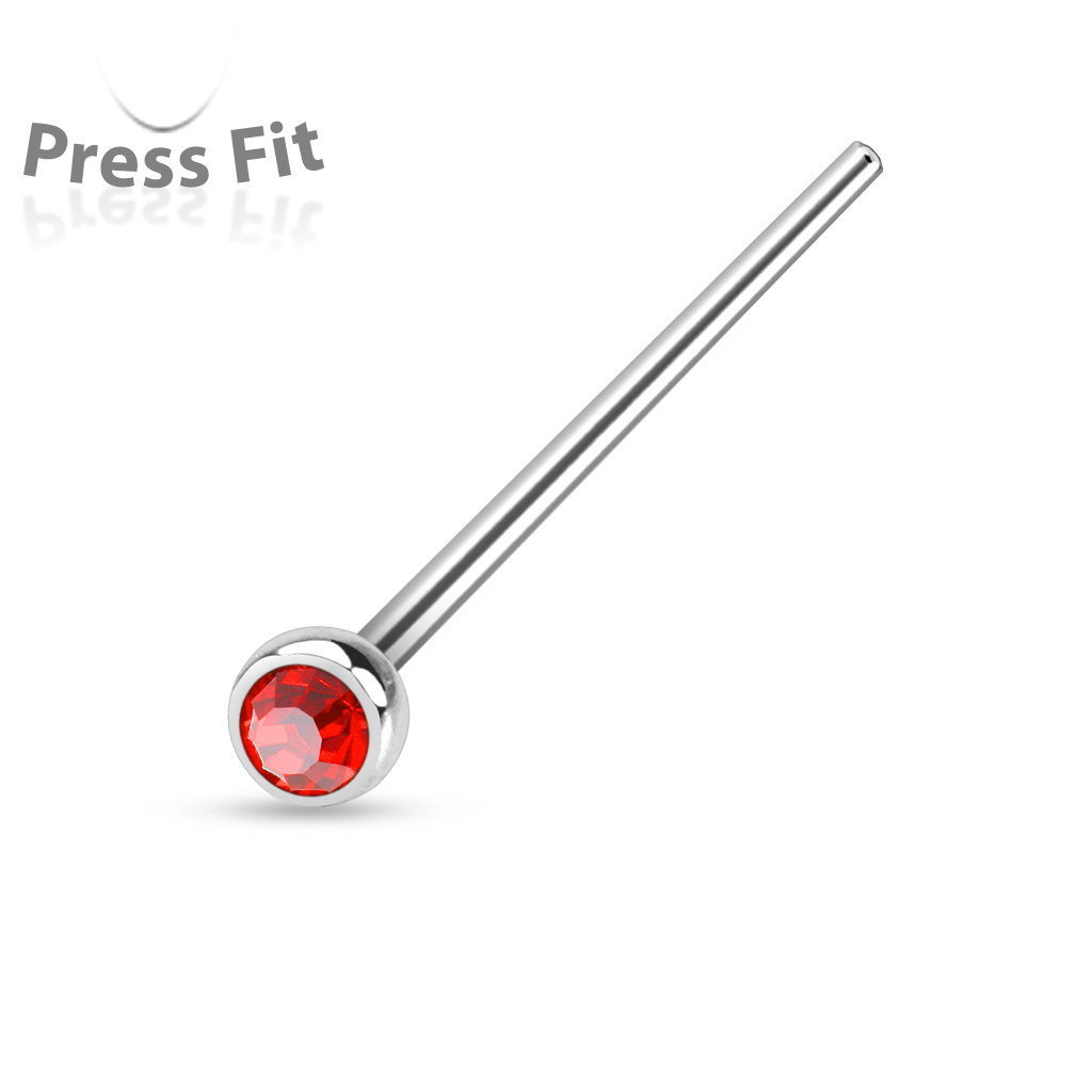 0.8mm Fishtail Nose Stud with 2.5mm CZ Gem - Image 3