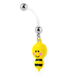 BioFlex 25mm Pregnancy Belly Bar with Bumble Bee Dangle