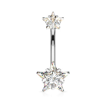 Belly Bar with 2 Clear CZ Star s - Image 8