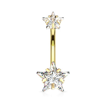 Belly Bar with 2 Clear CZ Star s - Image 7