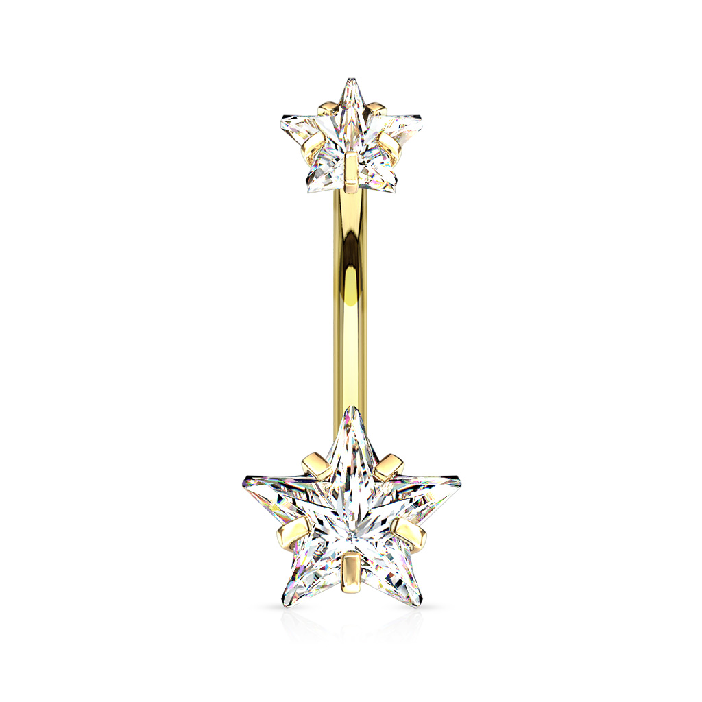 Belly Bar with 2 Clear CZ Star s - Image 7