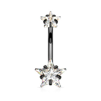 Belly Bar with 2 Clear CZ Star s - Image 6