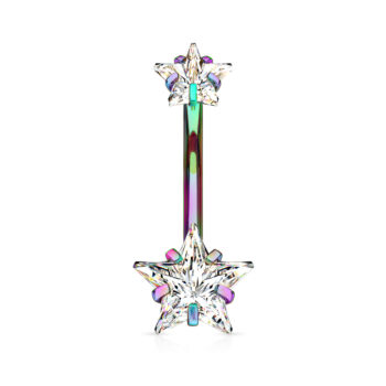 Belly Bar with 2 Clear CZ Star s - Image 4