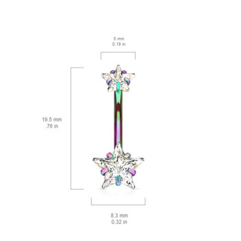 Belly Bar with 2 Clear CZ Star s - Image 3