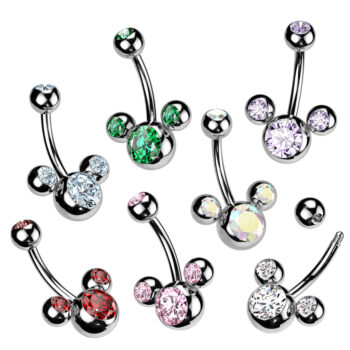 Belly Bar with 3 CZ Bubbles