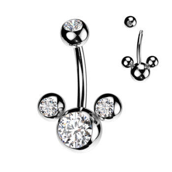Belly Bar with 3 CZ Bubbles - Image 8
