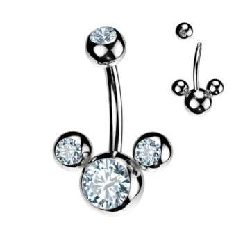 Belly Bar with 3 CZ Bubbles - Image 4
