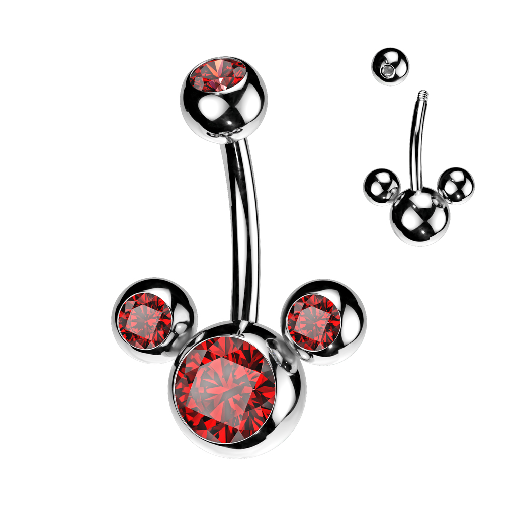 Belly Bar with 3 CZ Bubbles - Image 3
