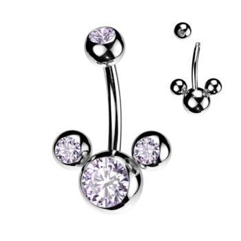 Belly Bar with 3 CZ Bubbles - Image 2