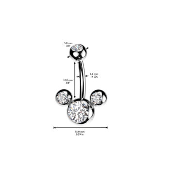 Belly Bar with 3 CZ Bubbles - Image 10