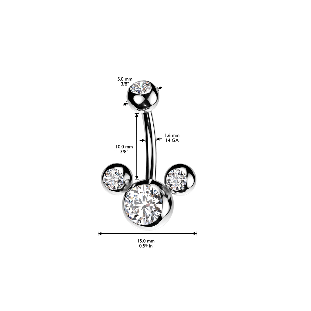Belly Bar with 3 CZ Bubbles - Image 10