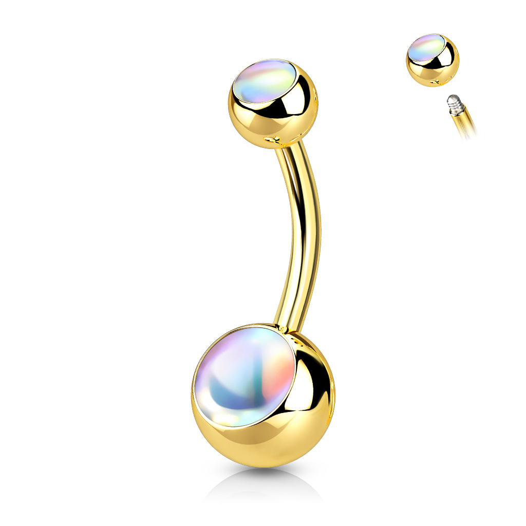 Belly Bar with 2 Iridescent Stones - Image 6