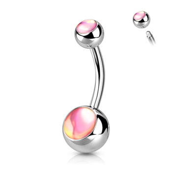 Belly Bar with 2 Iridescent Stones - Image 4