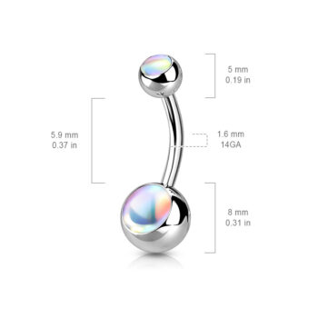 Belly Bar with 2 Iridescent Stones - Image 2