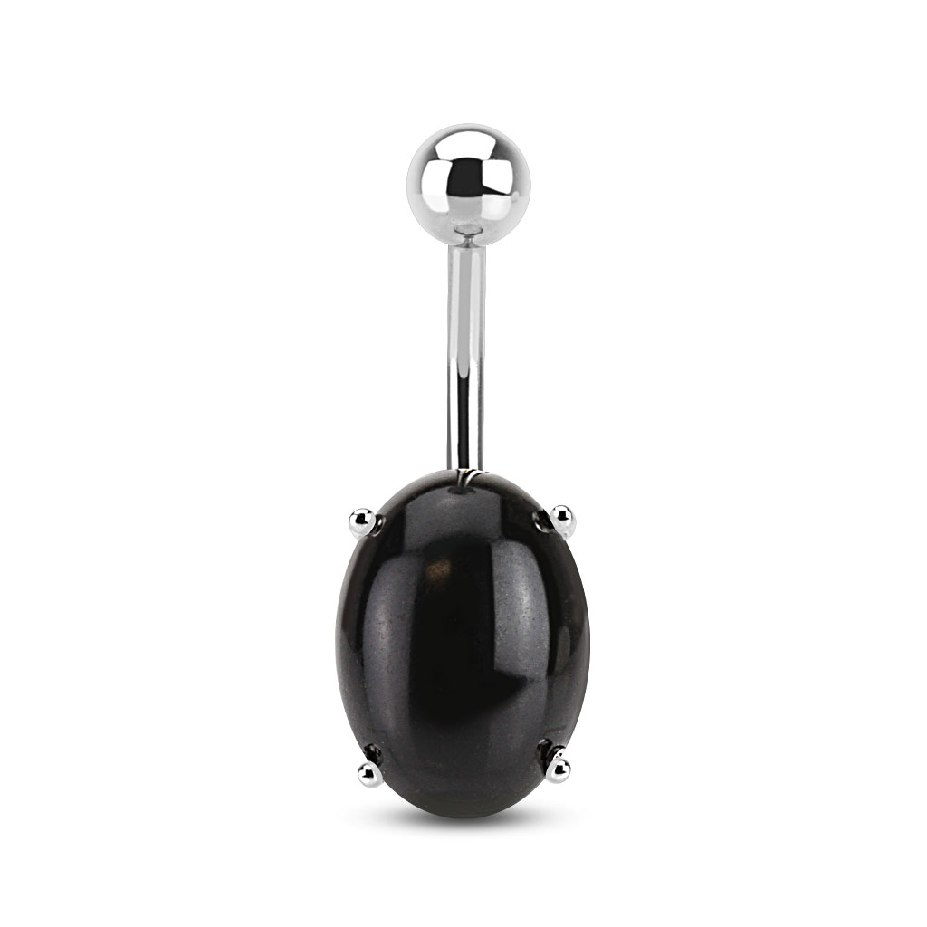 Belly Bar with Oval Semi Precious Stone - Image 3