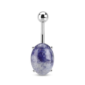 Belly Bar with Oval Semi Precious Stone - Image 2