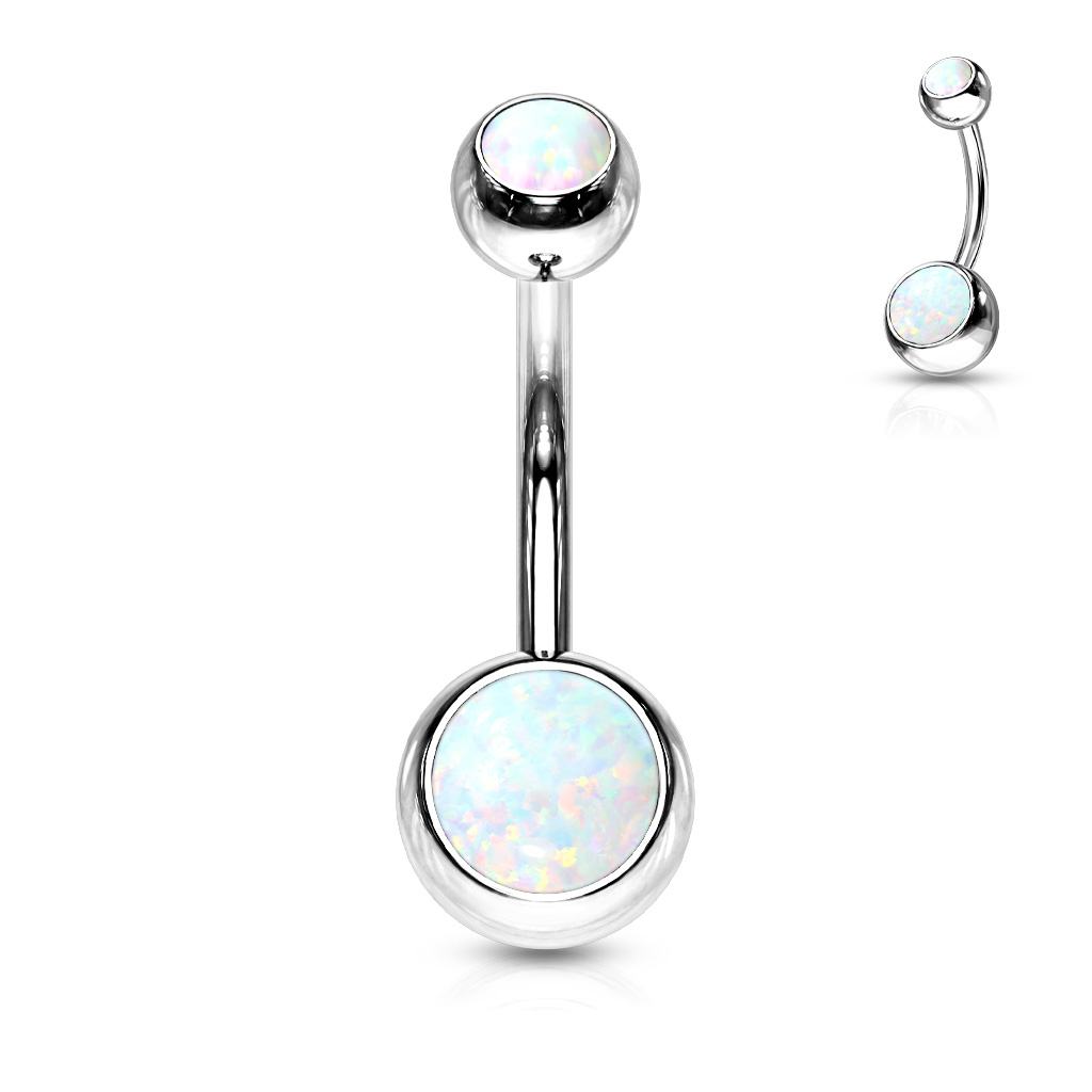 Belly Bar with Opal Balls