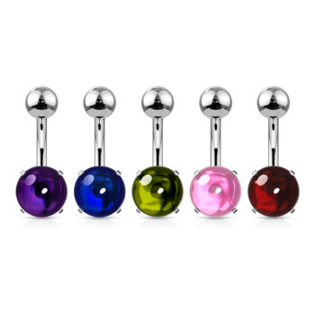 Belly Bar with a Zircon Cabochon Stone
