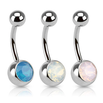 Belly Bar with a Crystal Opal Stone Ball