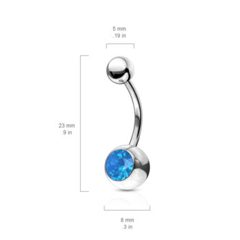 Belly Bar with a Crystal Opal Stone Ball - Image 2