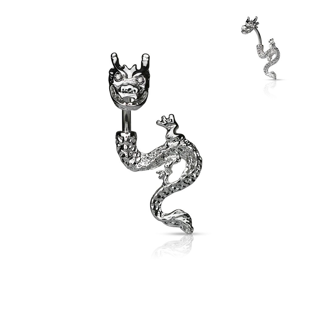 Belly Bar with Dragon and CZ Eyes - Image 2
