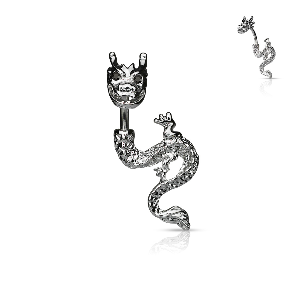 Belly Bar with Dragon and CZ Eyes - Image 3