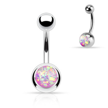 Belly Bar with an Opal Glitter Ball - Image 8