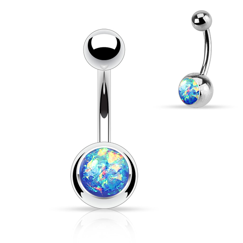 Belly Bar with an Opal Glitter Ball - Image 7