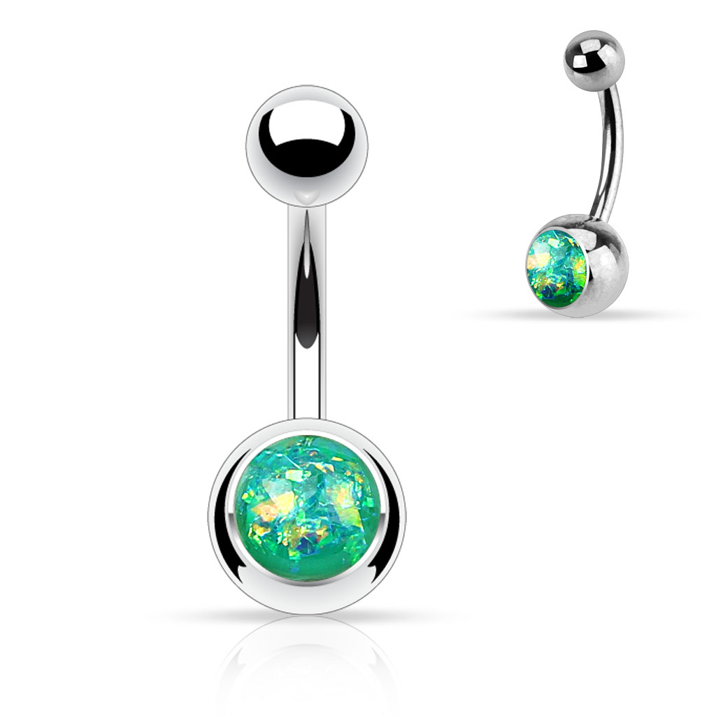 Belly Bar with an Opal Glitter Ball - Image 5