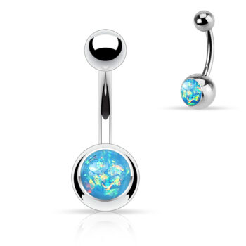 Belly Bar with an Opal Glitter Ball - Image 3