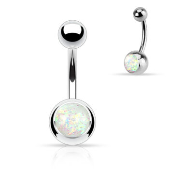 Belly Bar with an Opal Glitter Ball - Image 2