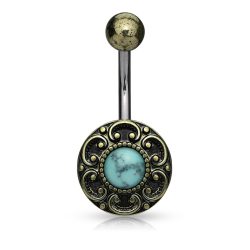 Ornate Belly Bar with Stone Centre