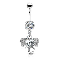 Belly Bar with an Elephant Head Dangle