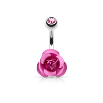 Belly Bar with Metal Rose and Gem Ball - Image 4