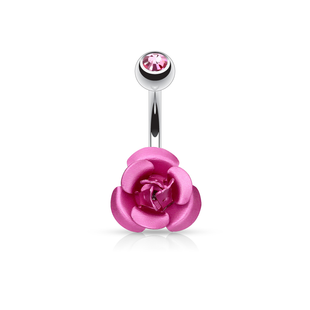Belly Bar with Metal Rose and Gem Ball - Image 4