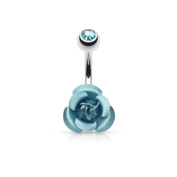Belly Bar with Metal Rose and Gem Ball - Image 6