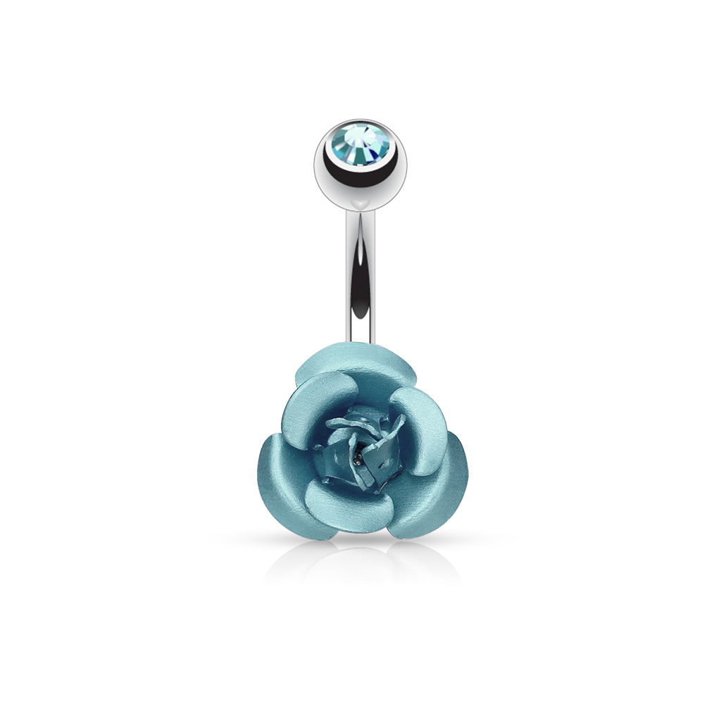 Belly Bar with Metal Rose and Gem Ball - Image 6