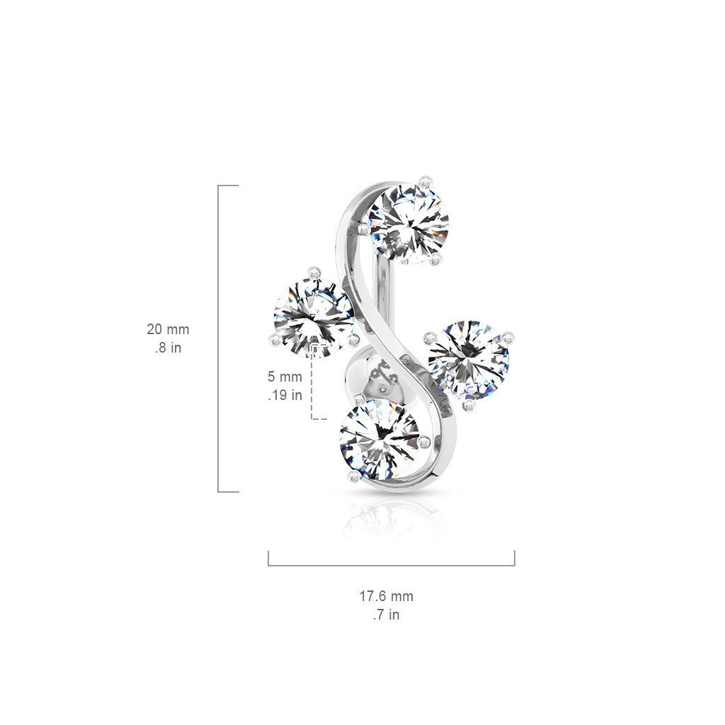 Top Down (Reverse) Belly Bar with 4-Gem Vine - Image 8