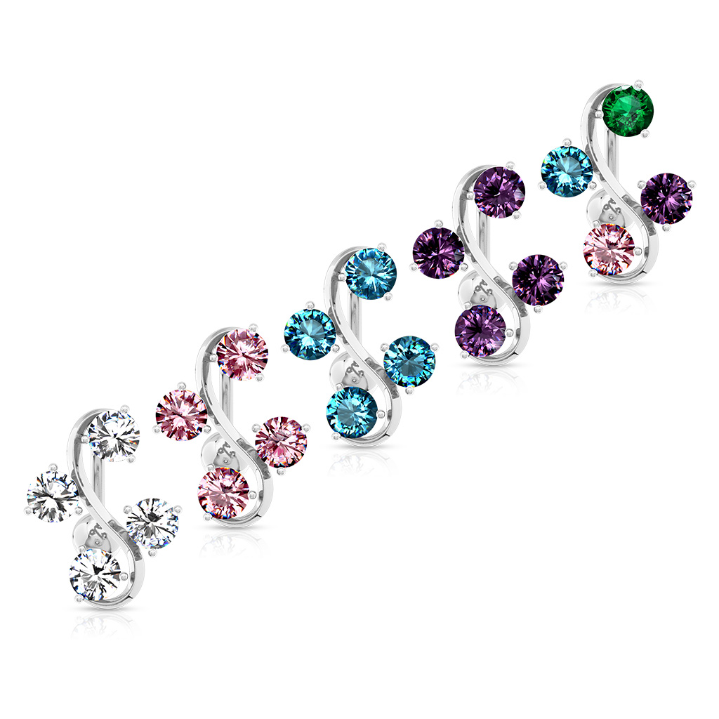 Top Down (Reverse) Belly Bar with 4-Gem Vine