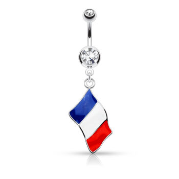 Belly Bar with a French Flag Dangle