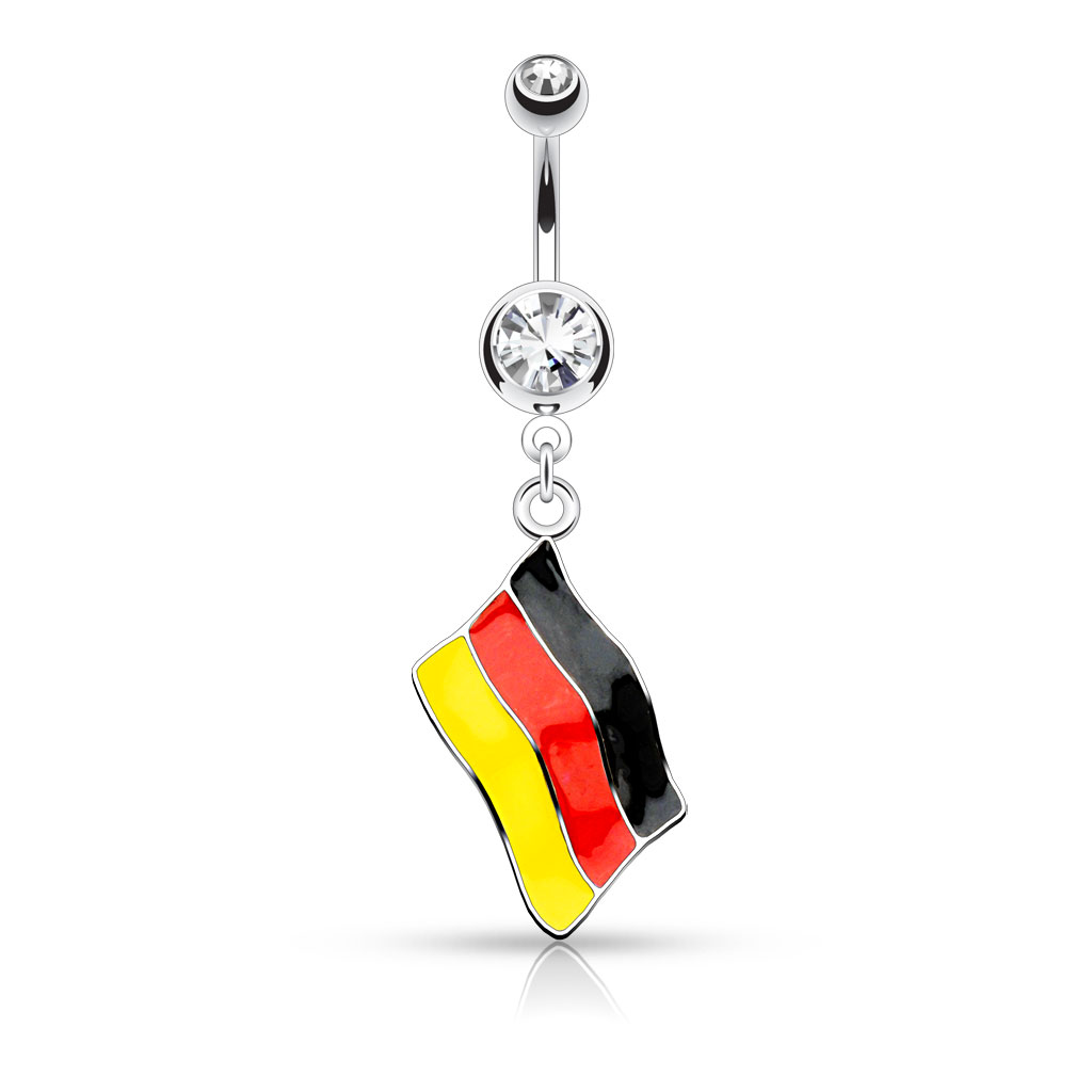 Belly Bar with a German Flag Dangle