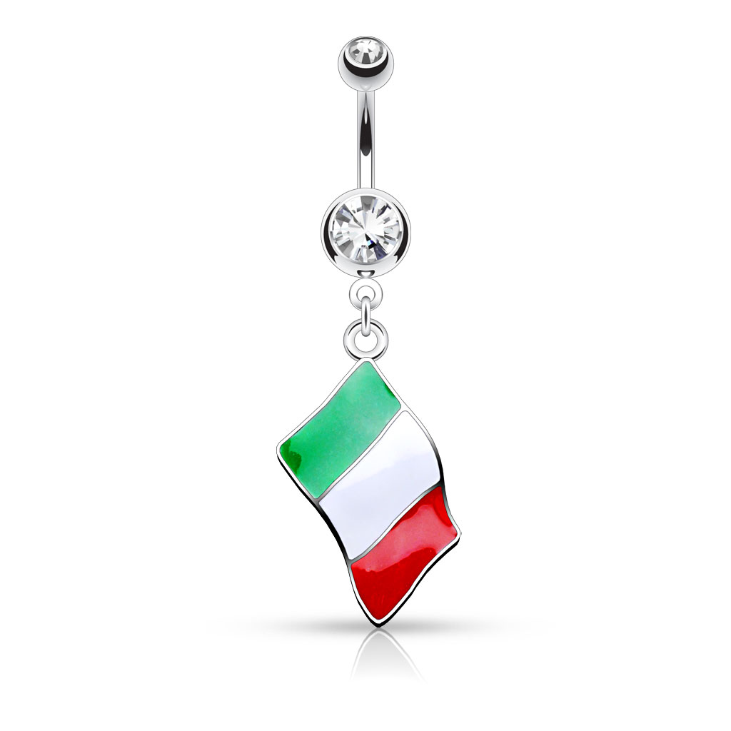 Belly Bar with an Italian Flag Dangle