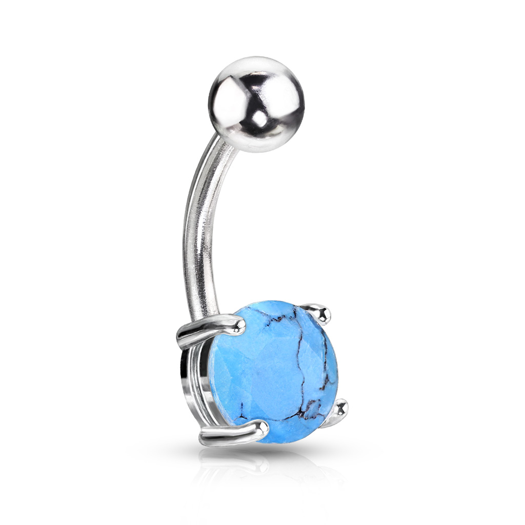 Belly Bar with a 7mm Semi Precious Stone