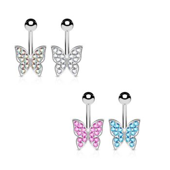 Belly Bar with CZ Butterfly