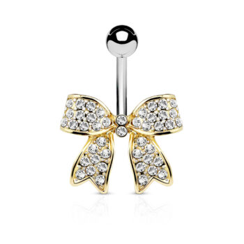 Belly Bar with CZ Ribbon