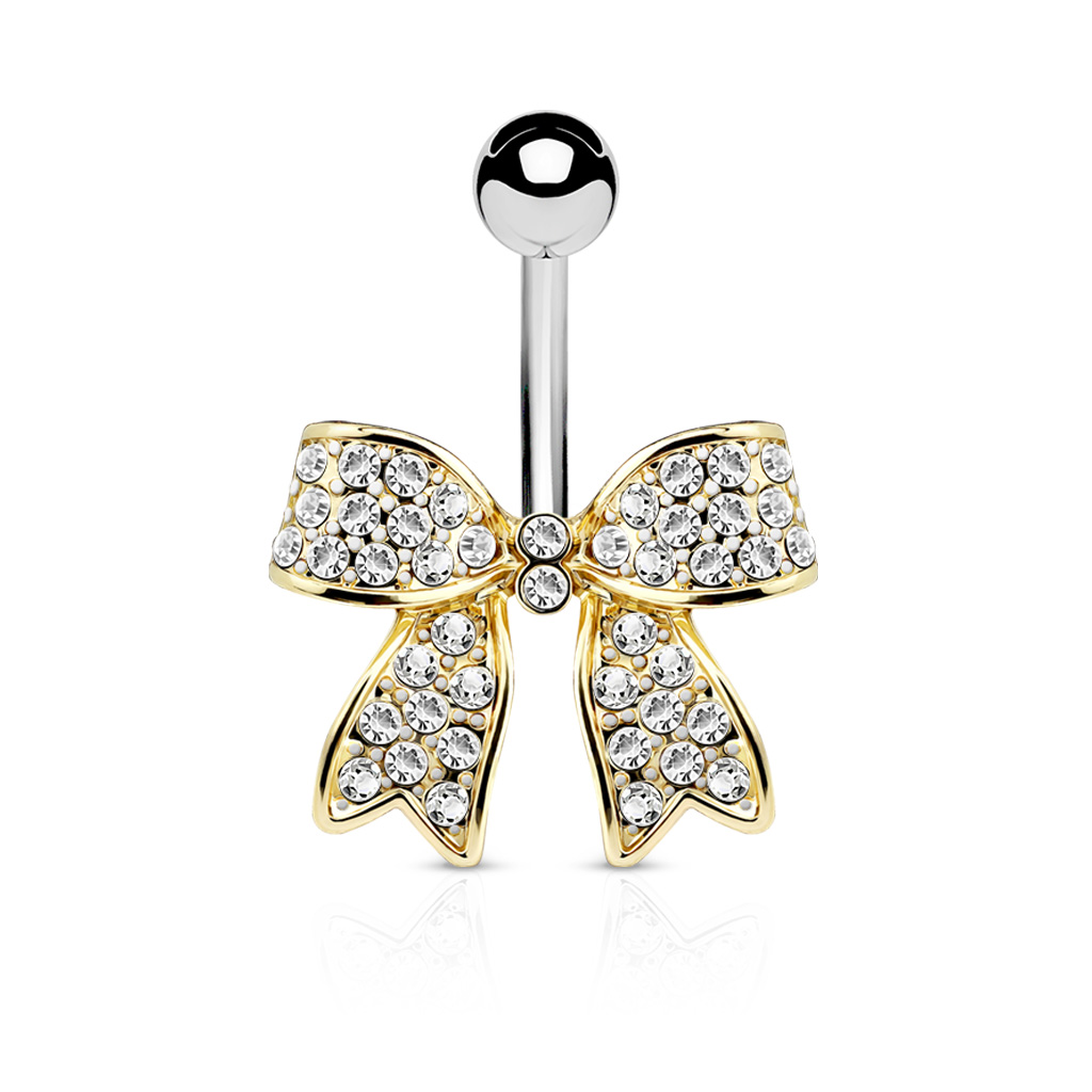 Belly Bar with CZ Ribbon