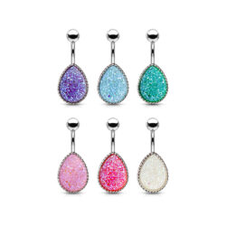 Tear Drop Druzy Stone Belly Bar