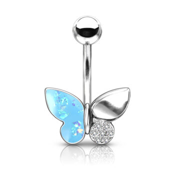 Belly Bar with Opal Glitter and Crystal Paved Wings - Image 3