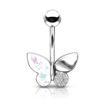 Belly Bar with Opal Glitter and Crystal Paved Wings - Image 2