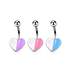 Opal Glitter and Enamel Heart Belly Bar